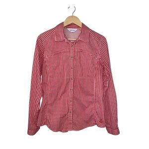 Orvis Womens Red Gingham Long Sleeve Performance Hiking Shirt Small